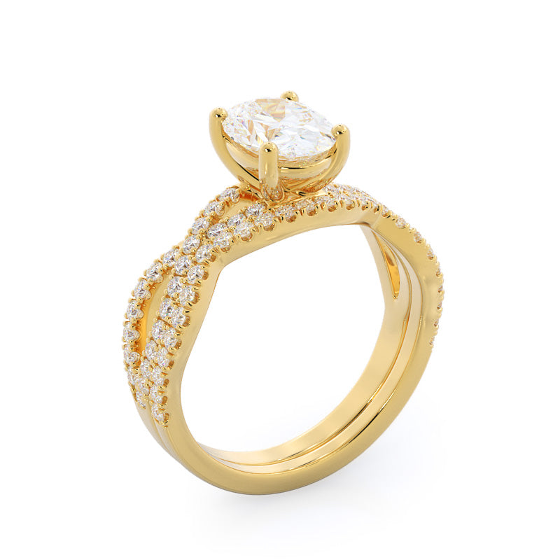 Princess Cut Forever Twisting Diamond Engagement Ring with Lab Grown Diamond in 14KT Yellow Gold view 4
