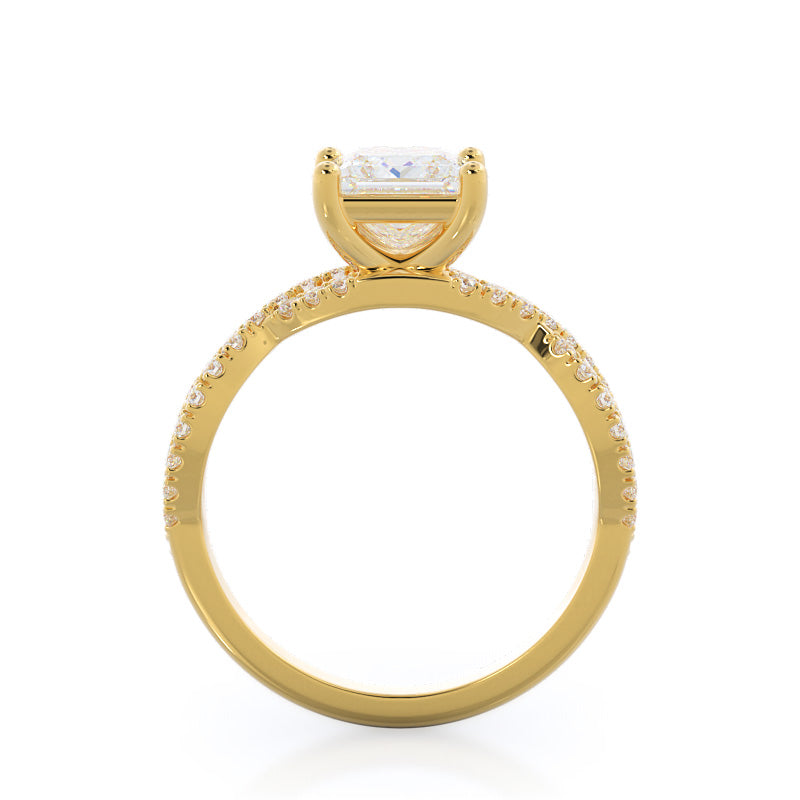 Princess Cut Forever Twisting Diamond Engagement Ring with Lab Grown Diamond in 14KT Yellow Gold view 2
