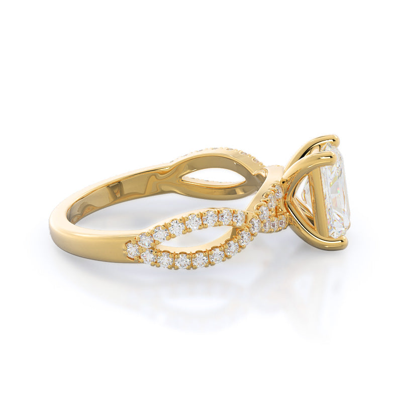 Radiant Cut Forever Twisting Diamond Engagement Ring with Lab Grown Diamond in 14KT Yellow Gold view 3
