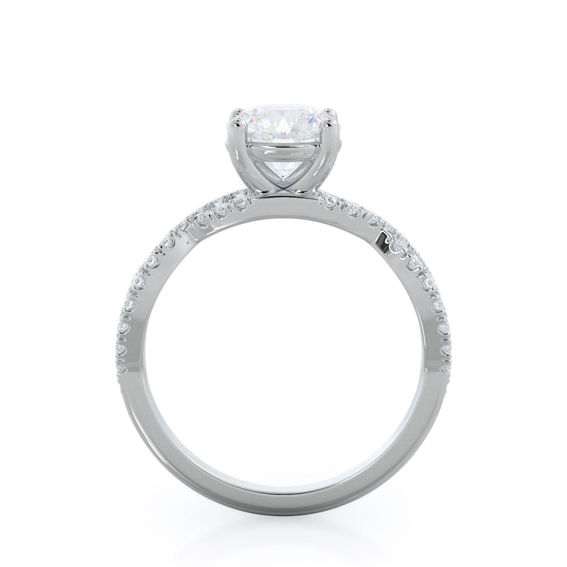 Round Cut Forever Twisting Diamond Engagement Ring with Lab Grown Diamond in 14KT Platinum view 2
