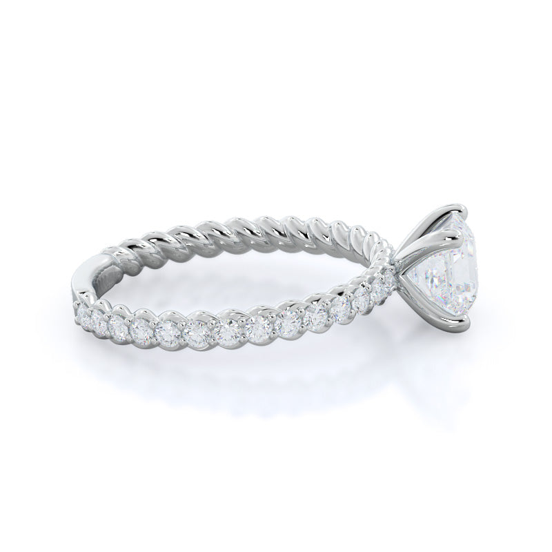 Asscher Cut Coil Accent Diamond Engagement Ring with Lab Grown Diamond in 14KT Platinum view 3
