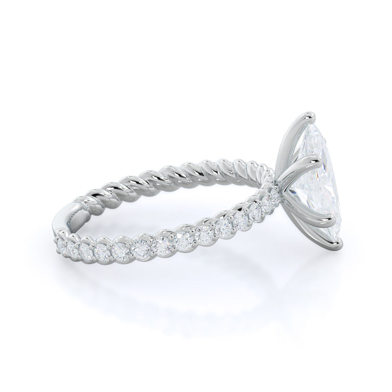 Marquise Cut Coil Accent Diamond Engagement Ring with Lab Grown Diamond in 14KT Platinum view 3
