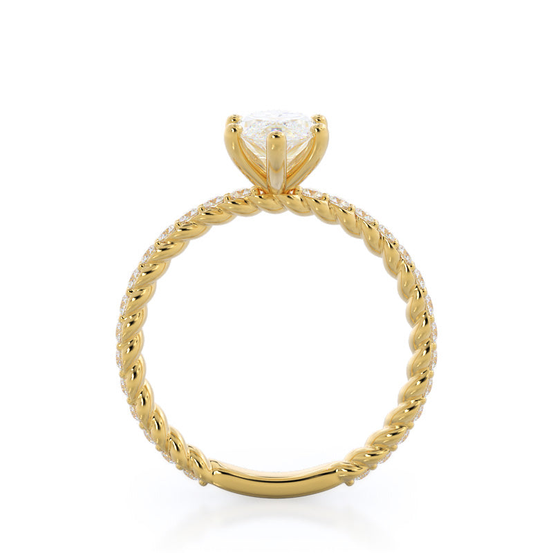 Marquise Cut Coil Accent Diamond Engagement Ring with Lab Grown Diamond in 14KT Yellow Gold view 2
