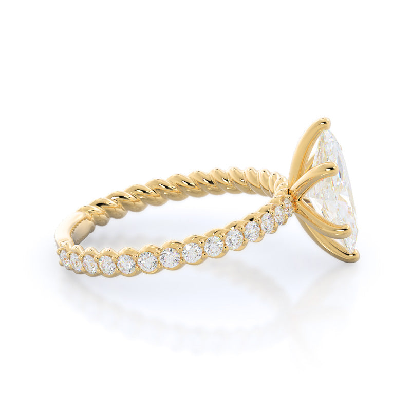Marquise Cut Coil Accent Diamond Engagement Ring with Lab Grown Diamond in 14KT Yellow Gold view 3
