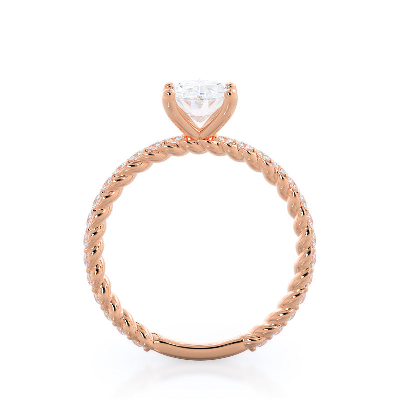 Oval Cut Coil Accent Diamond Engagement Ring with Lab Grown Diamond in 14KT Rose Gold view 2
