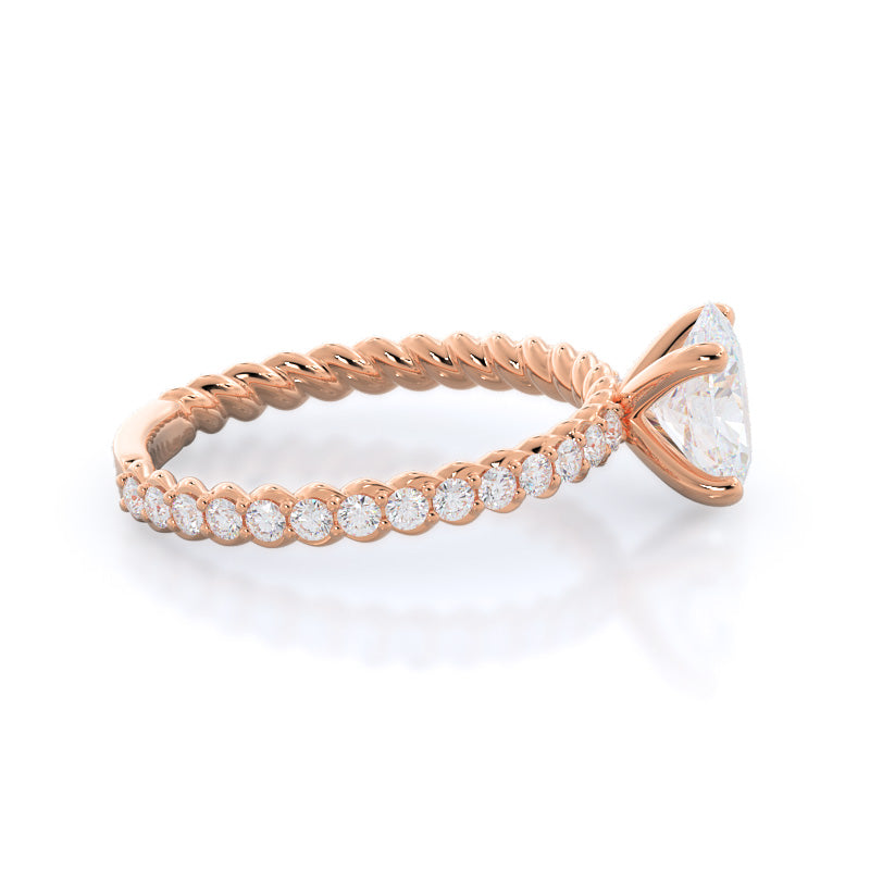 Oval Cut Coil Accent Diamond Engagement Ring with Lab Grown Diamond in 14KT Rose Gold view 3
