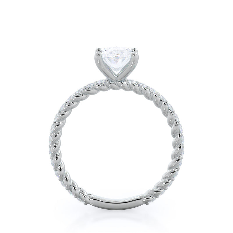 Oval Cut Coil Accent Diamond Engagement Ring with Lab Grown Diamond in 14KT Platinum view 2
