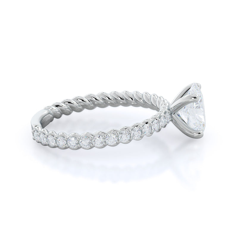 Oval Cut Coil Accent Diamond Engagement Ring with Lab Grown Diamond in 14KT Platinum view 3
