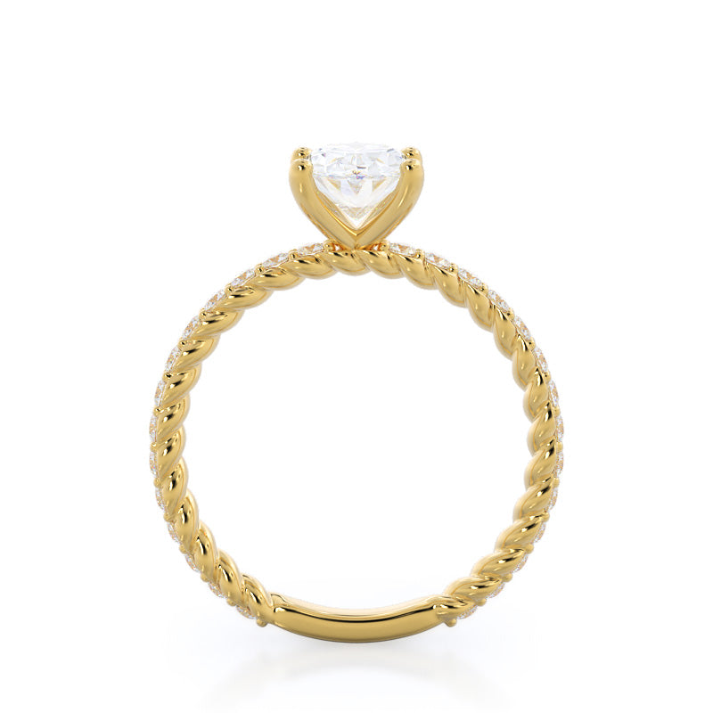 Oval Cut Coil Accent Diamond Engagement Ring with Lab Grown Diamond in 14KT Yellow Gold view 2
