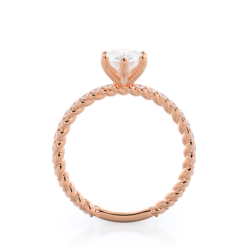 Pear Cut Coil Accent Diamond Engagement Ring with Lab Grown Diamond in 14KT Rose Gold view 2
