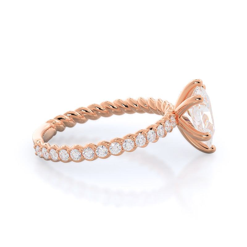 Pear Cut Coil Accent Diamond Engagement Ring with Lab Grown Diamond in 14KT Rose Gold view 3
