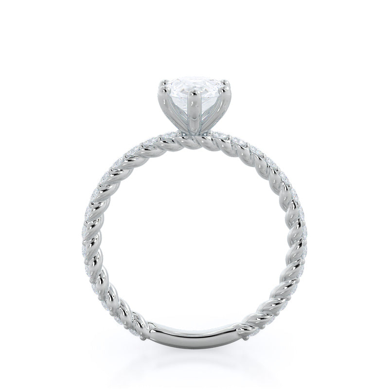 Pear Cut Coil Accent Diamond Engagement Ring with Lab Grown Diamond in 14KT Platinum view 2
