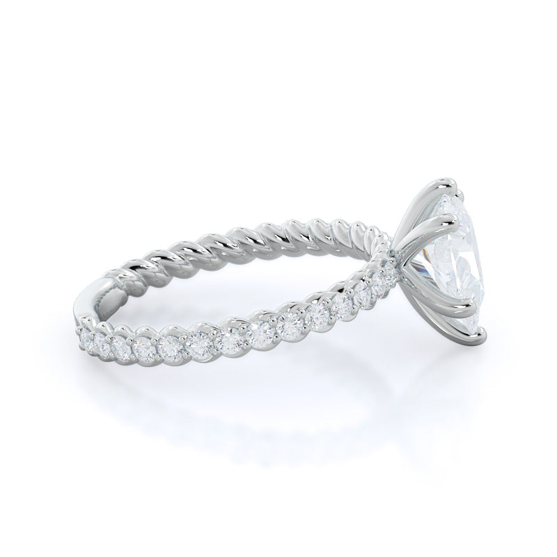 Pear Cut Coil Accent Diamond Engagement Ring with Lab Grown Diamond in 14KT Platinum view 3
