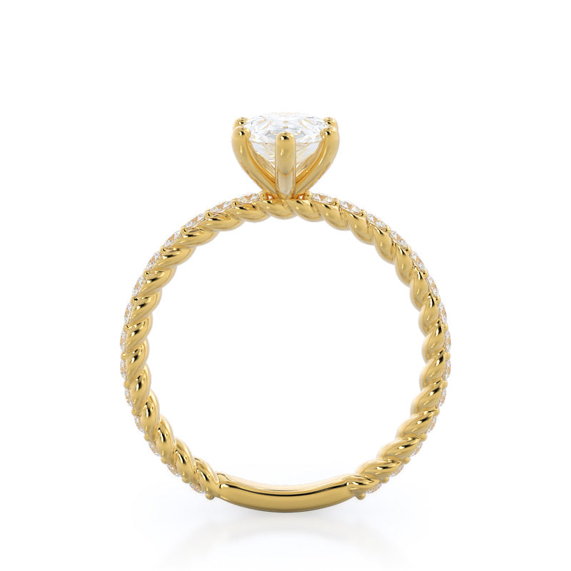 Pear Cut Coil Accent Diamond Engagement Ring with Lab Grown Diamond in 14KT Yellow Gold view 2

