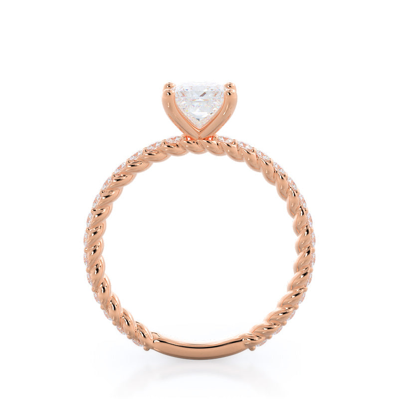 Princess Cut Coil Accent Diamond Engagement Ring with Lab Grown Diamond in 14KT Rose Gold view 2
