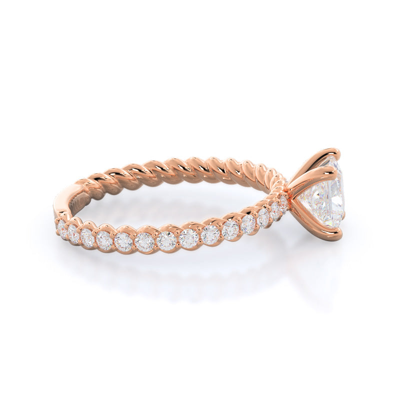 Princess Cut Coil Accent Diamond Engagement Ring with Lab Grown Diamond in 14KT Rose Gold view 3
