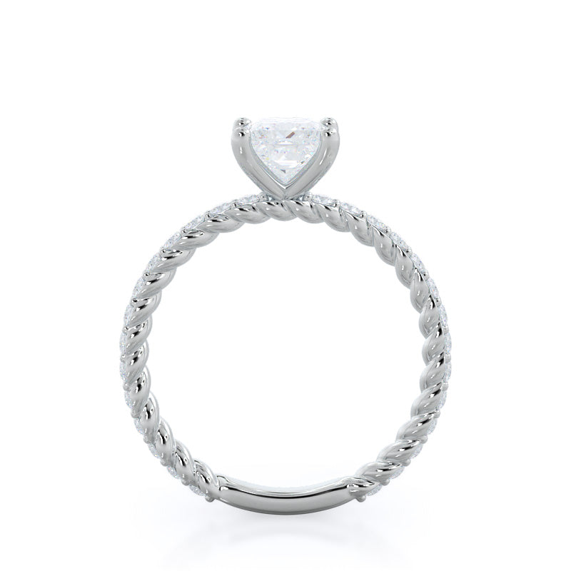 Princess Cut Coil Accent Diamond Engagement Ring with Lab Grown Diamond in 14KT Platinum view 2
