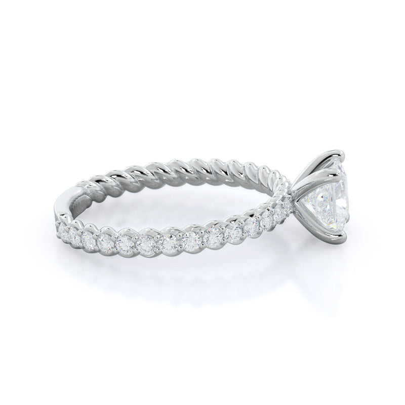 Princess Cut Coil Accent Diamond Engagement Ring with Lab Grown Diamond in 14KT Platinum view 3
