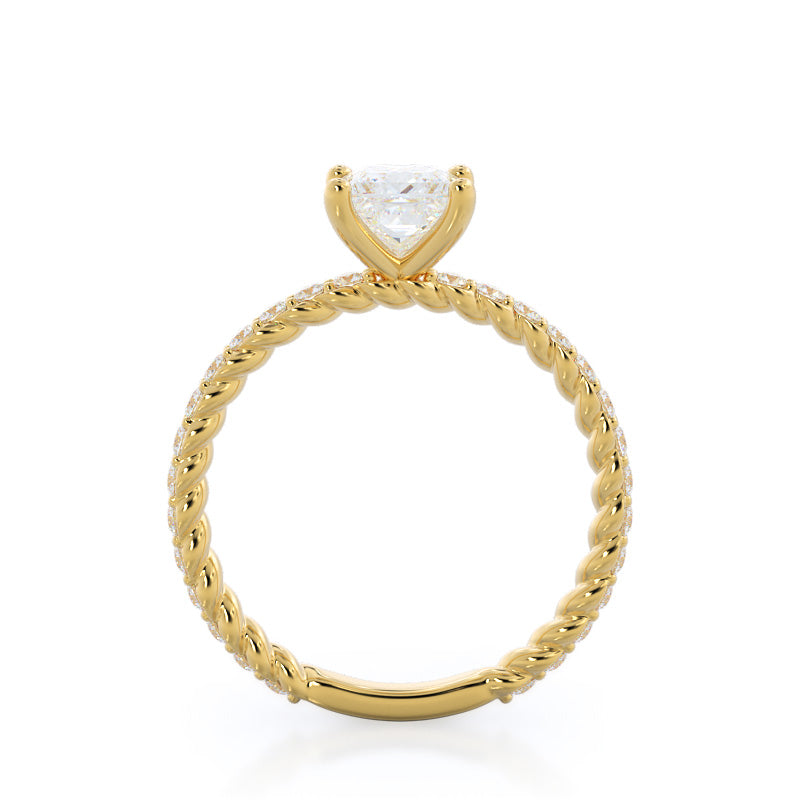 Princess Cut Coil Accent Diamond Engagement Ring with Lab Grown Diamond in 14KT Yellow Gold view 2
