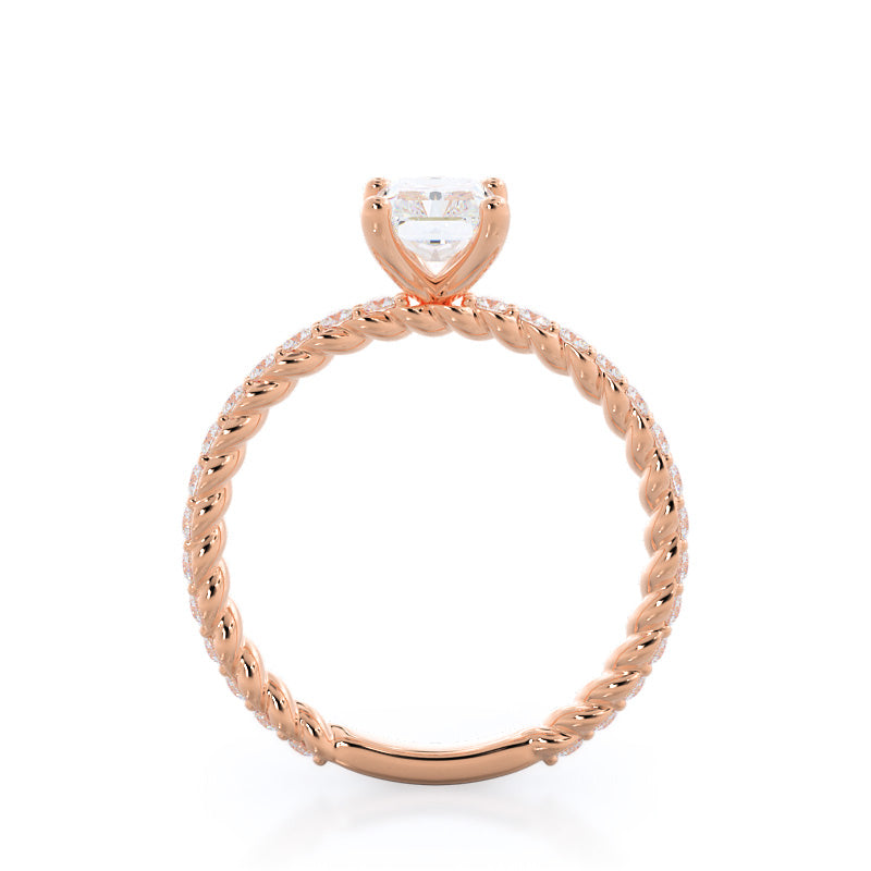Radiant Cut Coil Accent Diamond Engagement Ring with Lab Grown Diamond in 14KT Rose Gold view 2
