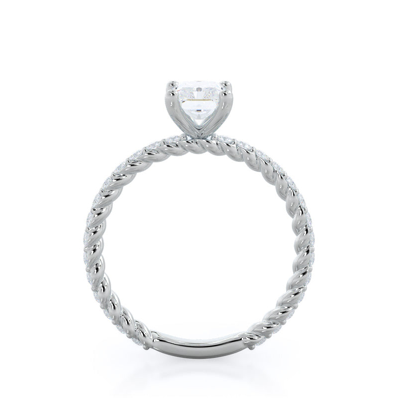 Radiant Cut Coil Accent Diamond Engagement Ring with Lab Grown Diamond in 14KT Platinum view 2
