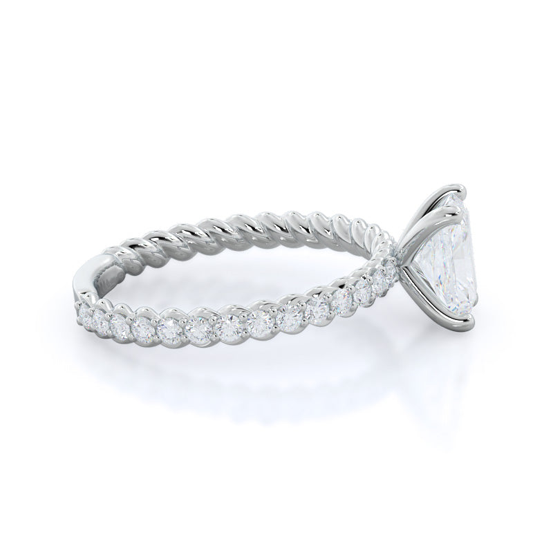 Radiant Cut Coil Accent Diamond Engagement Ring with Lab Grown Diamond in 14KT Platinum view 3

