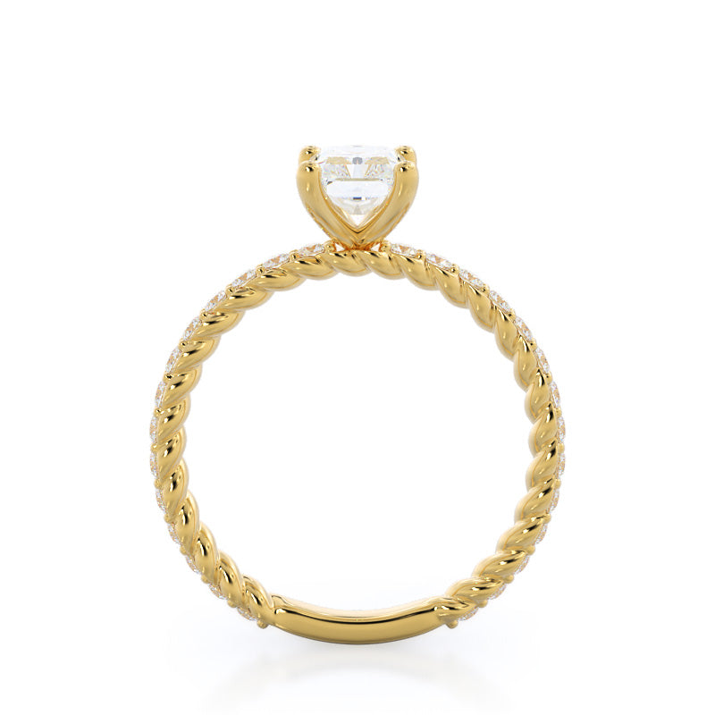 Radiant Cut Coil Accent Diamond Engagement Ring with Lab Grown Diamond in 14KT Yellow Gold view 2
