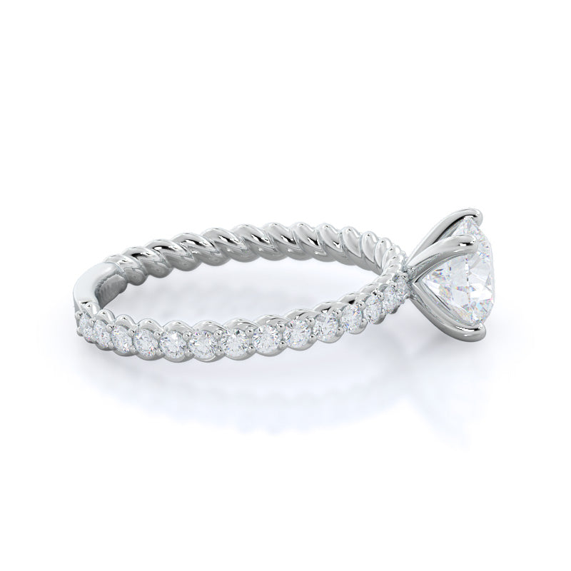 Round Cut Coil Accent Diamond Engagement Ring with Lab Grown Diamond in 14KT Platinum view 2
