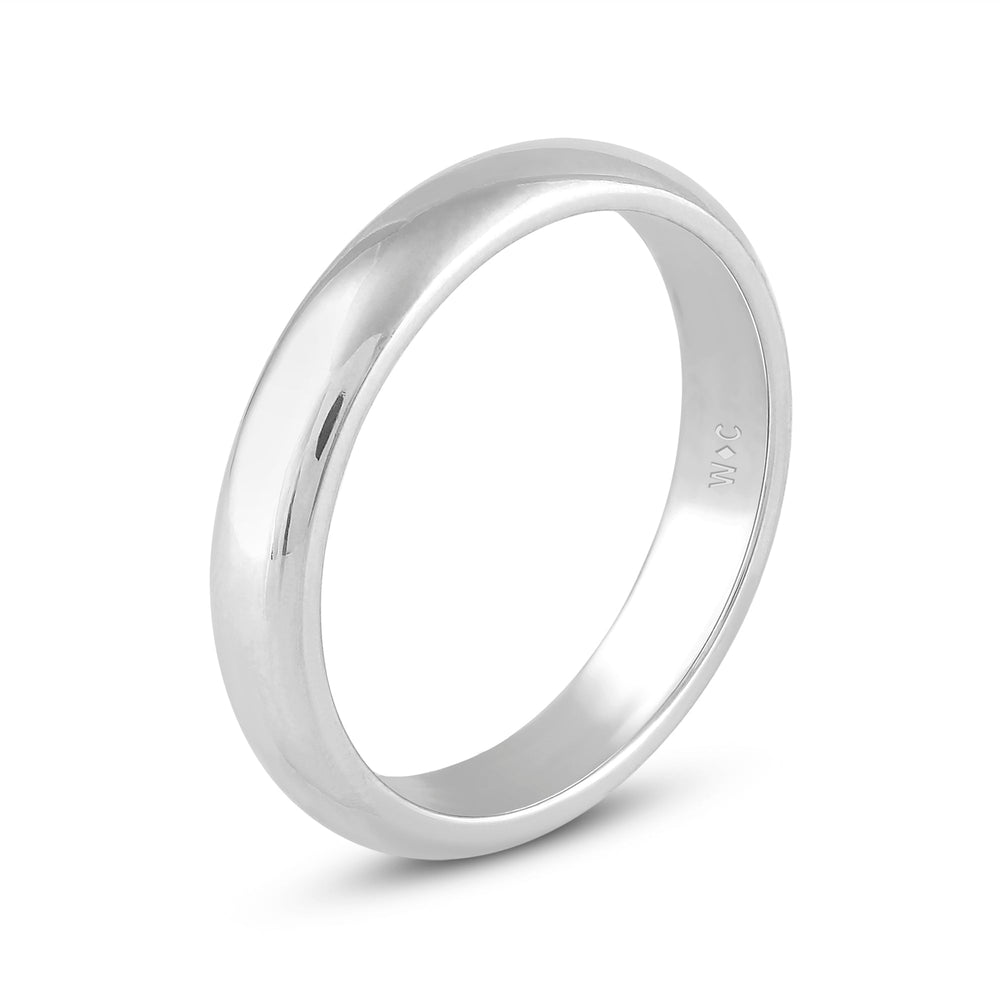 Men's Low Dome Comfort Fit Band with 14KT White Gold / 4 Cut Diamond in 14KT White Gold / 4 view 4
