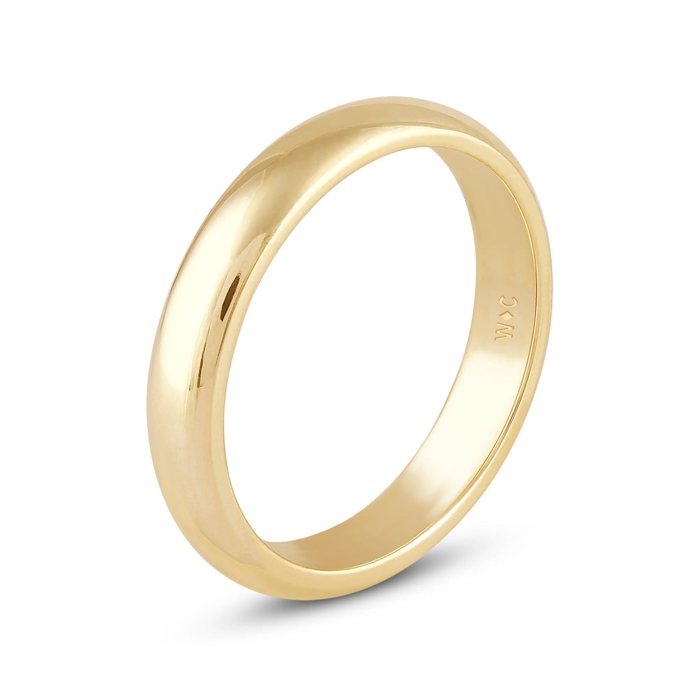 Men's Low Dome Comfort Fit Band with 14KT Yellow Gold / 4 Cut Diamond in 14KT Yellow Gold / 4 view 4
