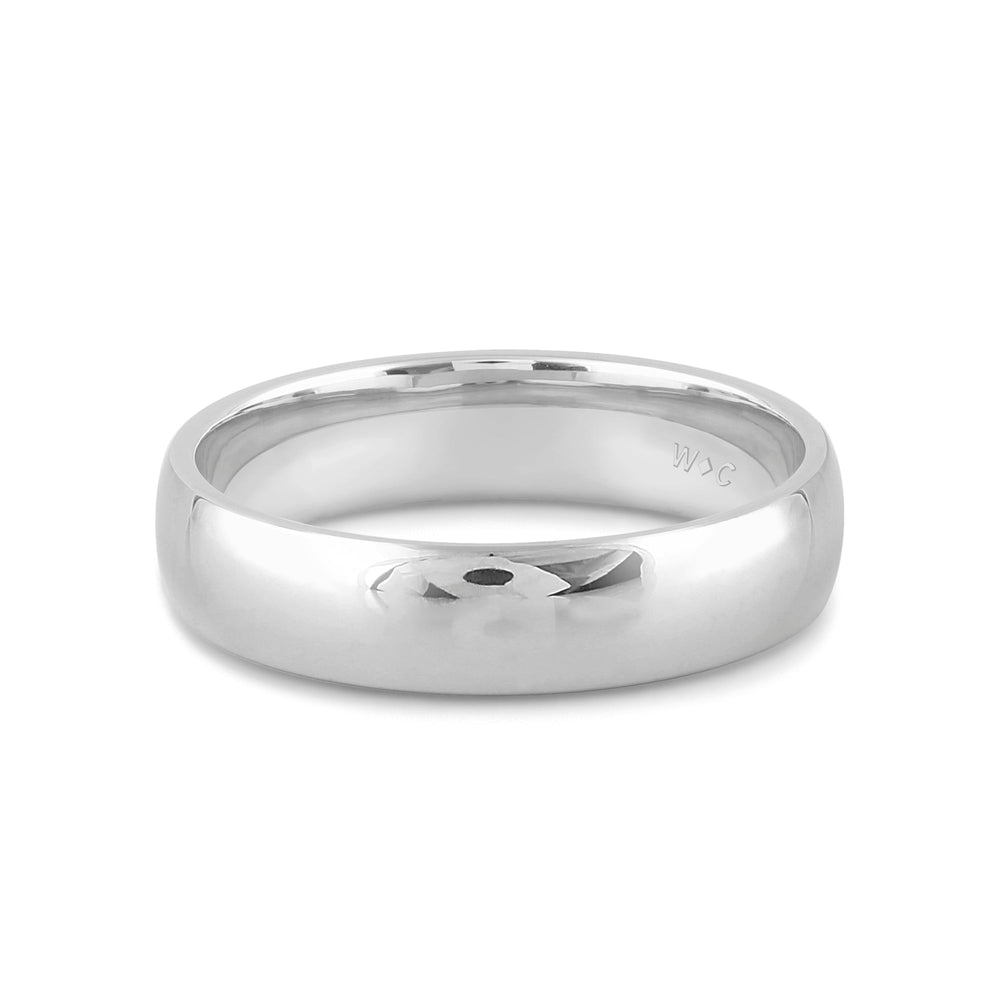 Men's Low Dome Comfort Fit Band with 14KT White Gold / 5 Cut Diamond in 14KT White Gold / 5 view 1
