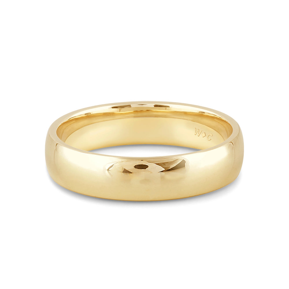 Men's Low Dome Comfort Fit Band with 14KT Yellow Gold / 5 Cut Diamond in 14KT Yellow Gold / 5 view 1
