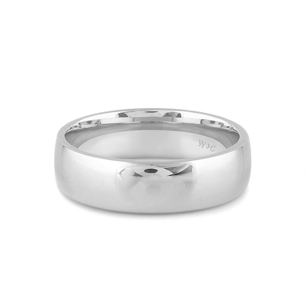 Men's Low Dome Comfort Fit Band with 14KT White Gold / 6 Cut Diamond in 14KT White Gold / 6 view 1
