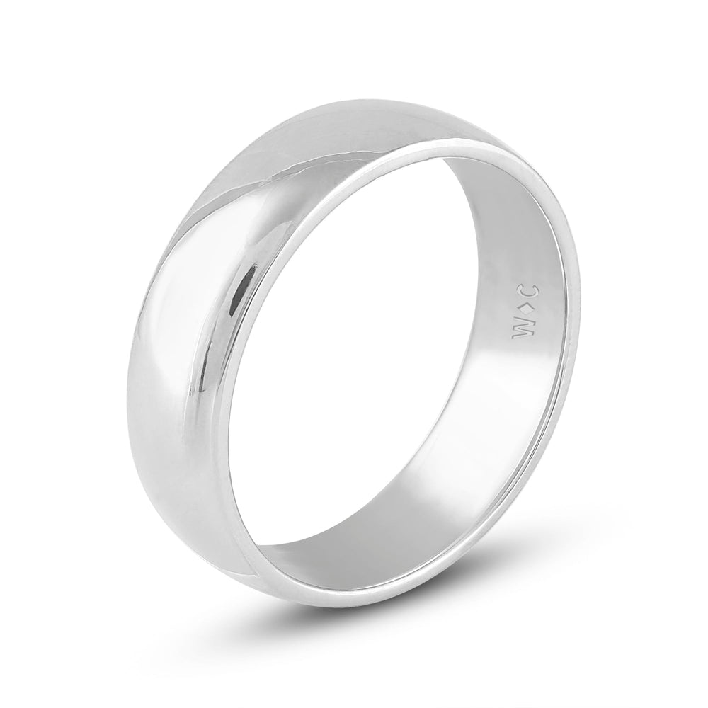 Men's Low Dome Comfort Fit Band with 14KT White Gold / 6 Cut Diamond in 14KT White Gold / 6 view 4
