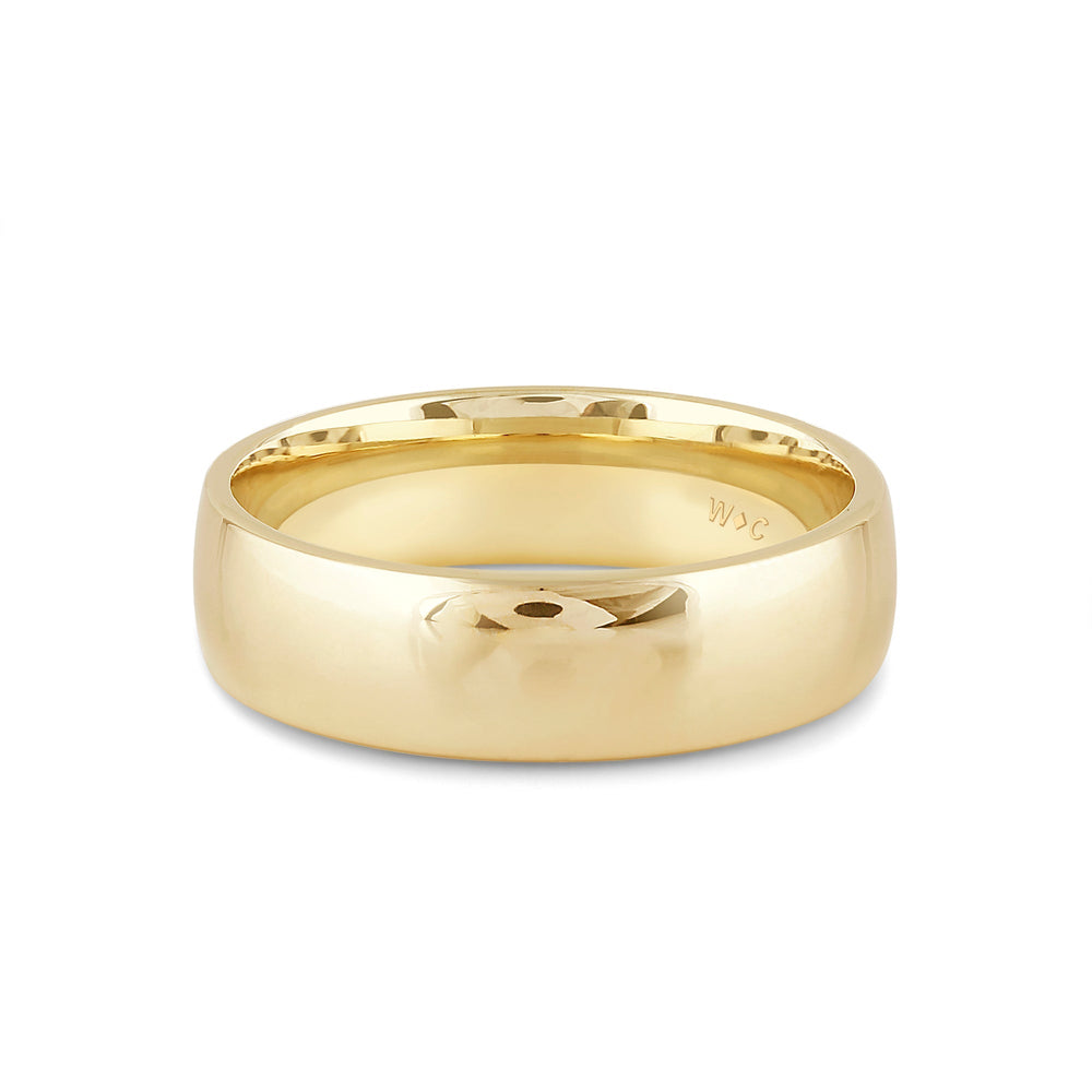 Men's Low Dome Comfort Fit Band with 14KT Yellow Gold / 6 Cut Diamond in 14KT Yellow Gold / 6 view 1
