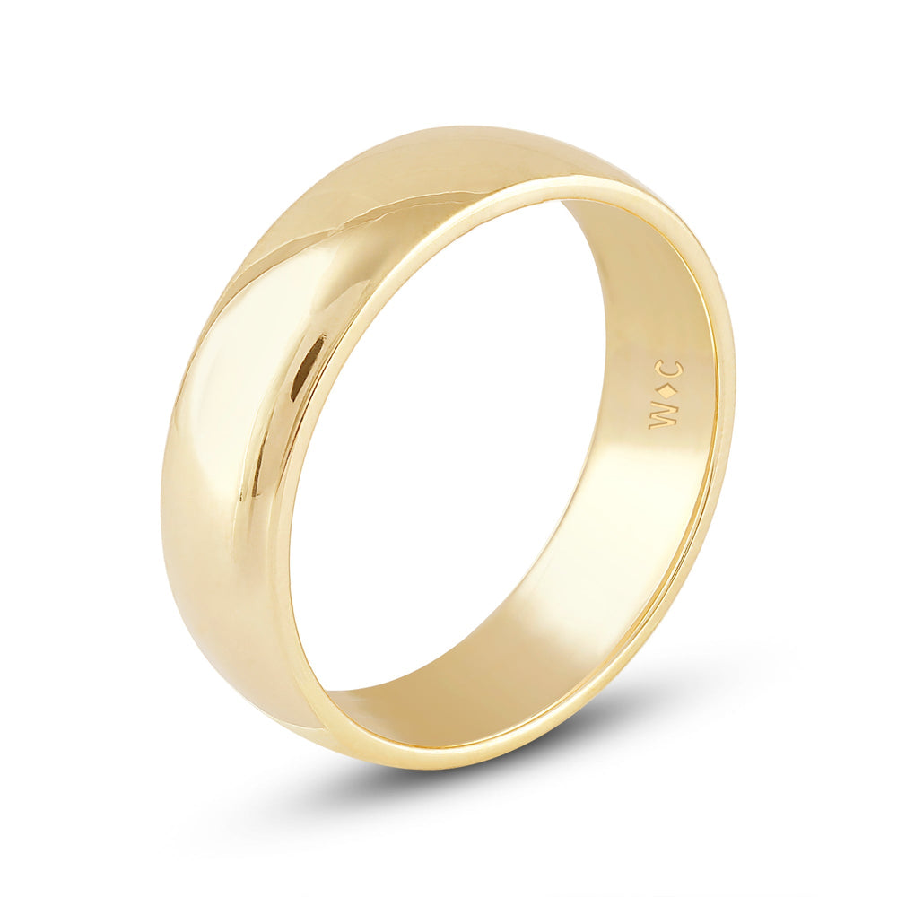 Men's Low Dome Comfort Fit Band with 14KT Yellow Gold / 6 Cut Diamond in 14KT Yellow Gold / 6 view 4
