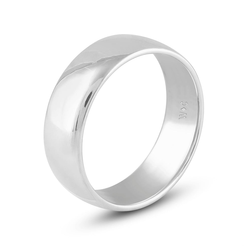 Men's Low Dome Comfort Fit Band with 14KT White Gold / 7 Cut Diamond in 14KT White Gold / 7 view 4
