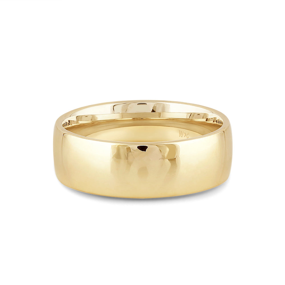 Men's Low Dome Comfort Fit Band with 14KT Yellow Gold / 7 Cut Diamond in 14KT Yellow Gold / 7 view 1
