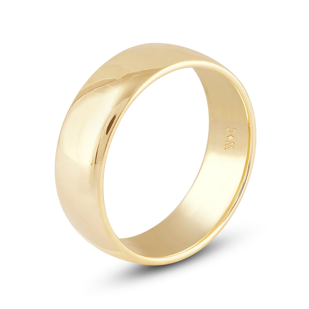 Men's Low Dome Comfort Fit Band with 14KT Yellow Gold / 7 Cut Diamond in 14KT Yellow Gold / 7 view 4
