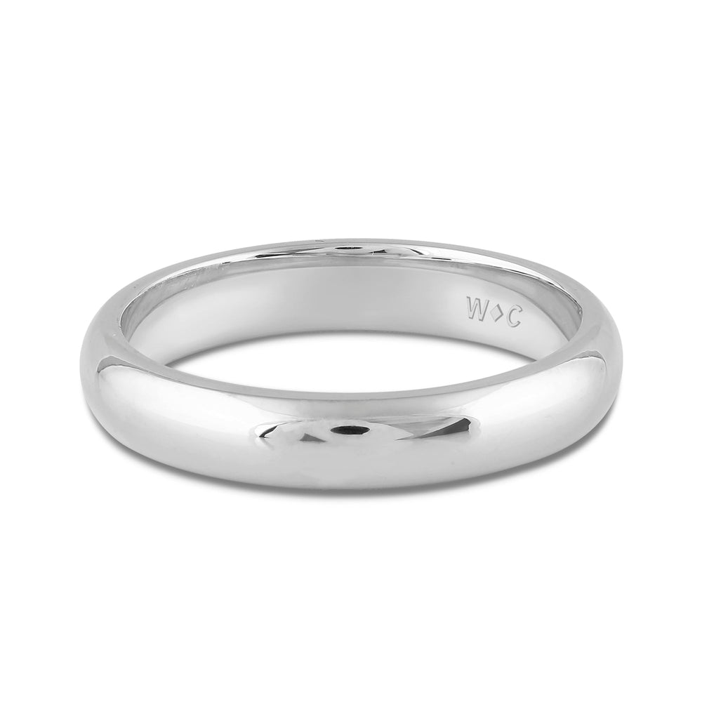 Men's High Dome Comfort Fit Band with 14KT White Gold / 4 Cut Diamond in 14KT White Gold / 4 view 1
