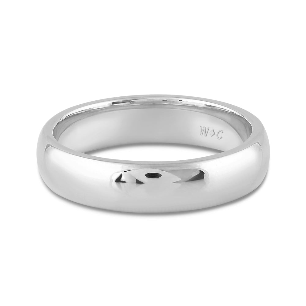 Men's High Dome Comfort Fit Band with 14KT White Gold / 5 Cut Diamond in 14KT White Gold / 5 view 1

