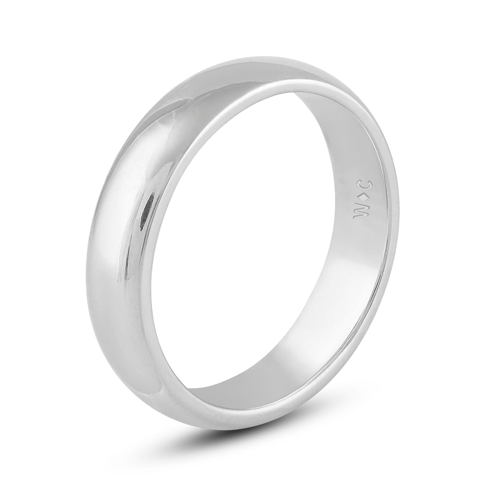 Men's High Dome Comfort Fit Band with 14KT White Gold / 5 Cut Diamond in 14KT White Gold / 5 view 4
