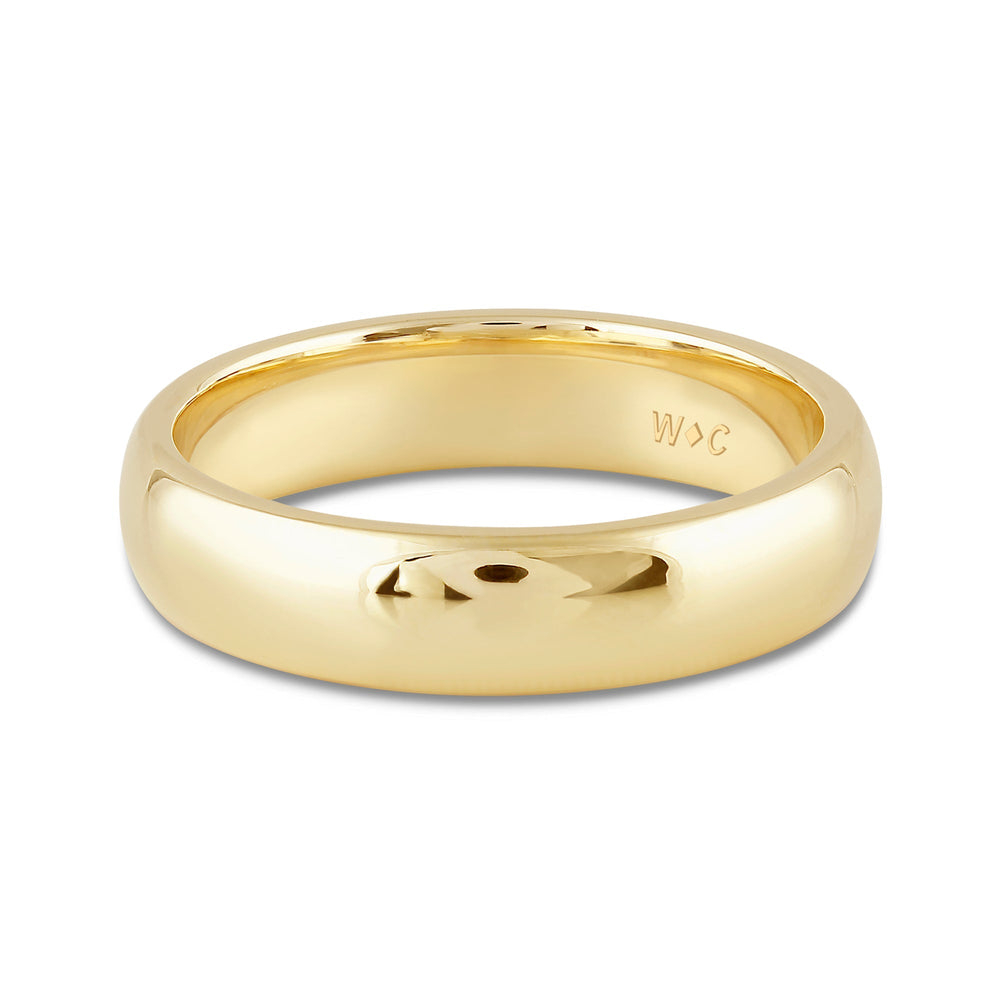 Men's High Dome Comfort Fit Band with 14KT Yellow Gold / 5 Cut Diamond in 14KT Yellow Gold / 5 view 1
