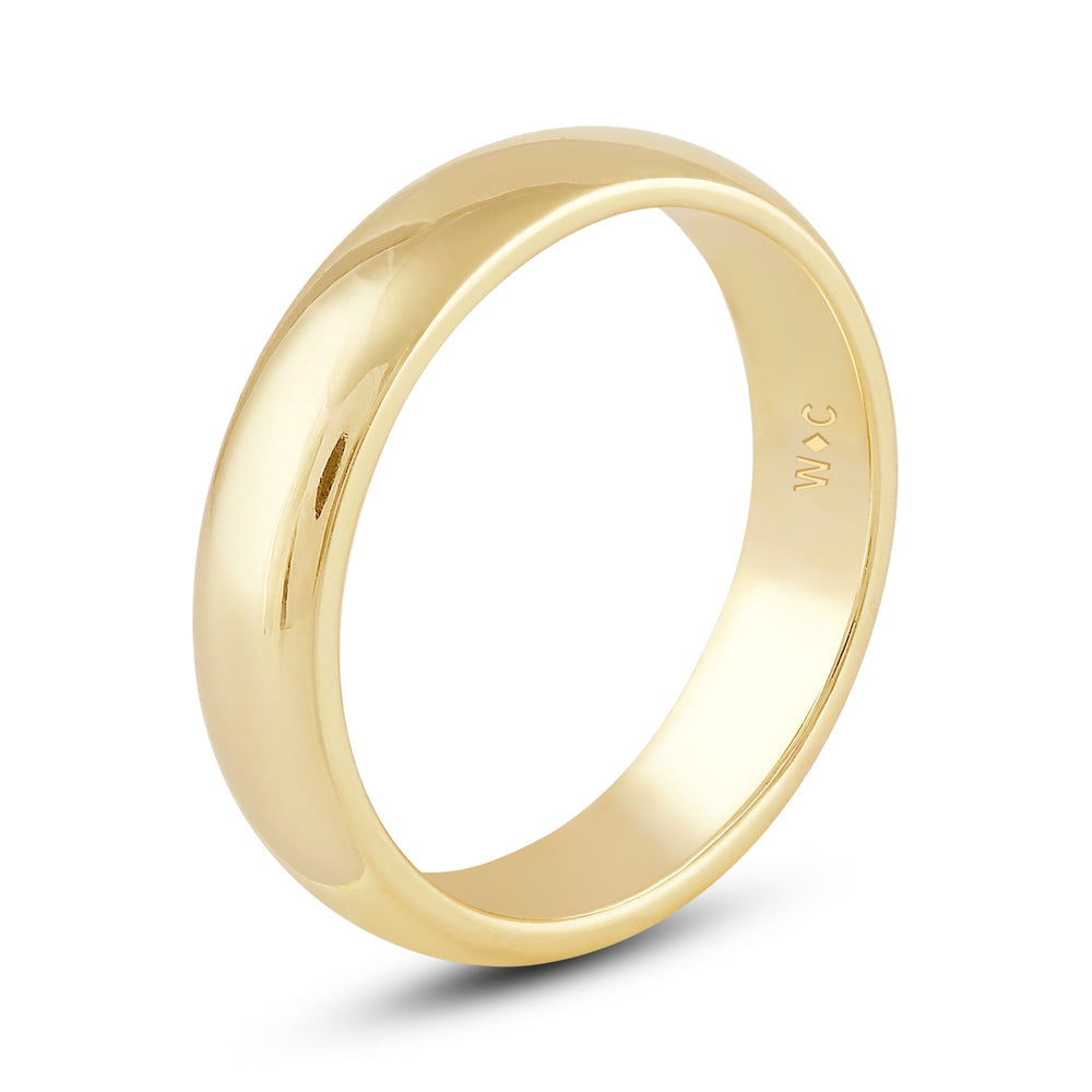 Men's High Dome Comfort Fit Band with 14KT Yellow Gold / 5 Cut Diamond in 14KT Yellow Gold / 5 view 4
