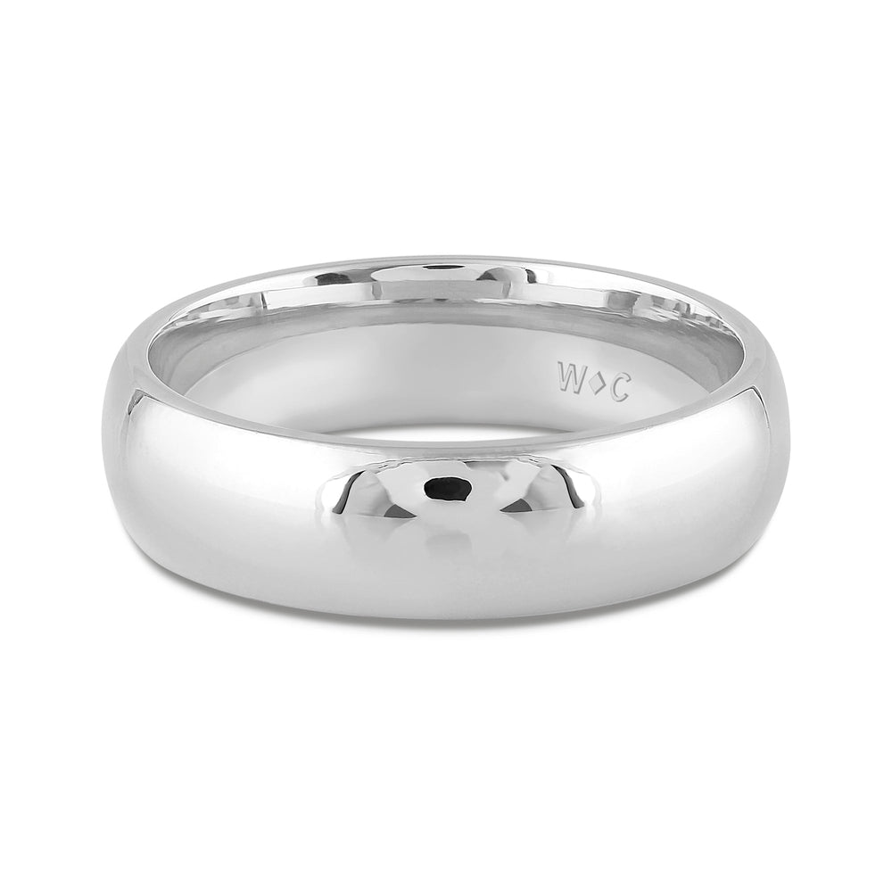 Men's High Dome Comfort Fit Band with 14KT White Gold / 6 Cut Diamond in 14KT White Gold / 6 view 1
