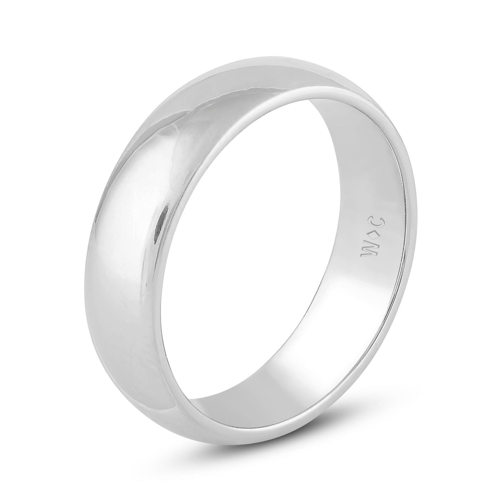 Men's High Dome Comfort Fit Band with 14KT White Gold / 6 Cut Diamond in 14KT White Gold / 6 view 4
