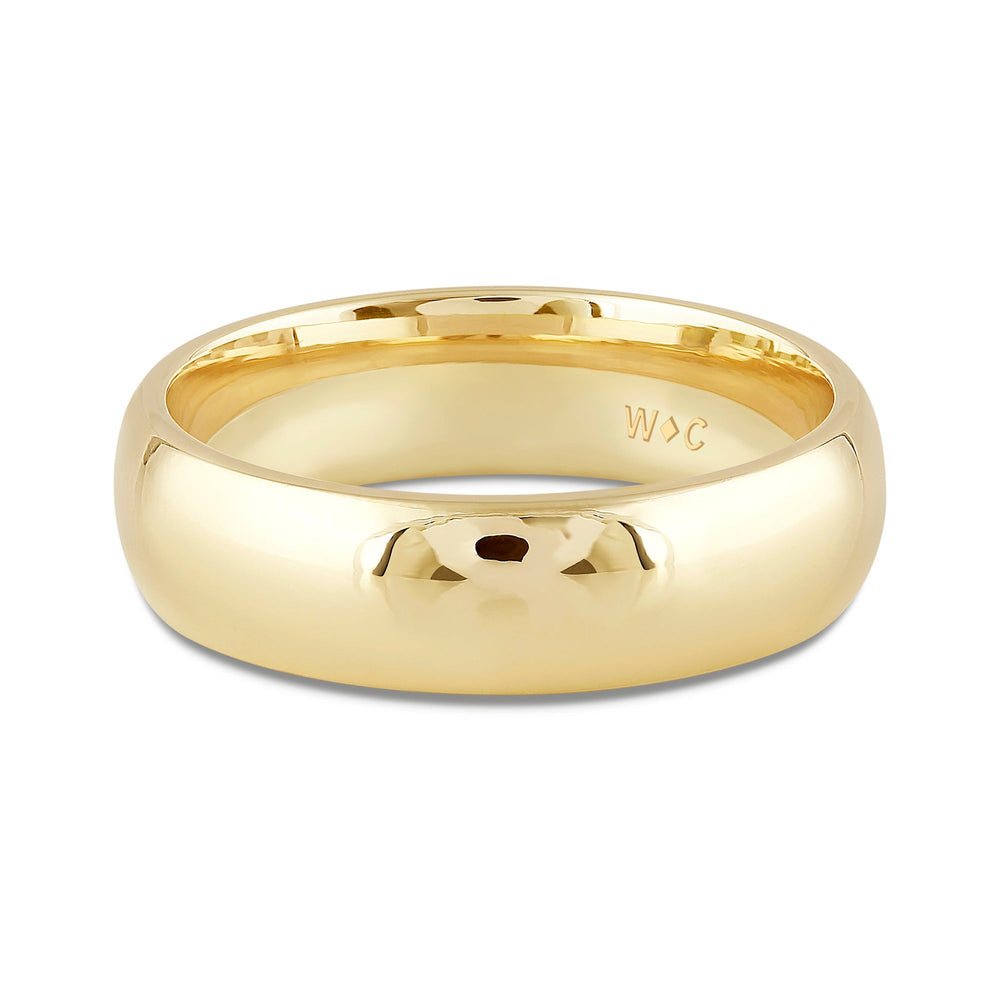 Men's High Dome Comfort Fit Band with 14KT Yellow Gold / 6 Cut Diamond in 14KT Yellow Gold / 6 view 1
