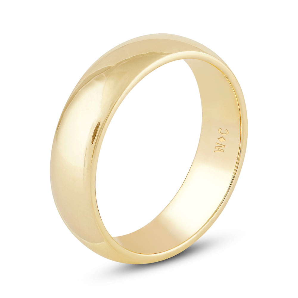 Men's High Dome Comfort Fit Band with 14KT Yellow Gold / 6 Cut Diamond in 14KT Yellow Gold / 6 view 4
