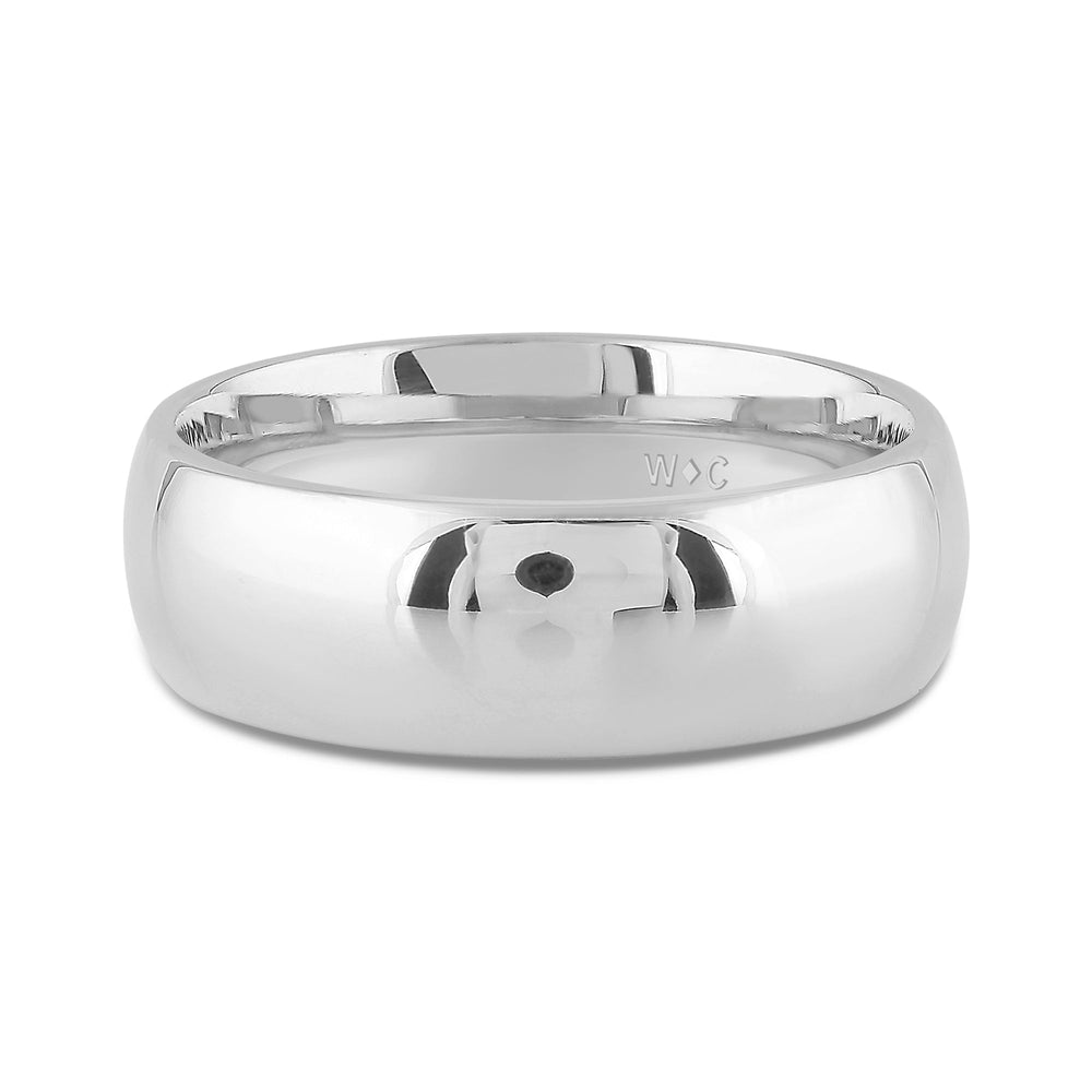 Men's High Dome Comfort Fit Band with 14KT White Gold / 7 Cut Diamond in 14KT White Gold / 7 view 1
