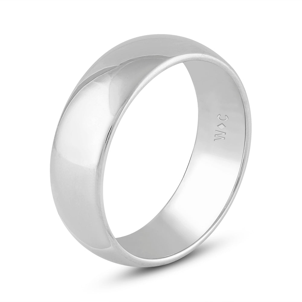 Men's High Dome Comfort Fit Band with 14KT White Gold / 7 Cut Diamond in 14KT White Gold / 7 view 4
